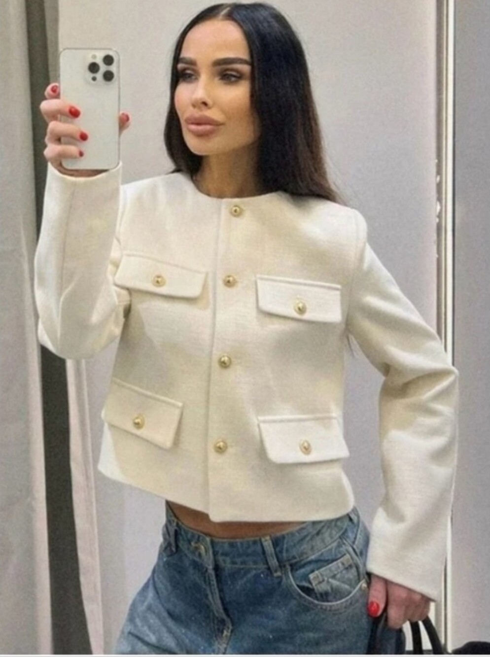Zara Cropped Button-Front Jacket - Picture 15 of 16